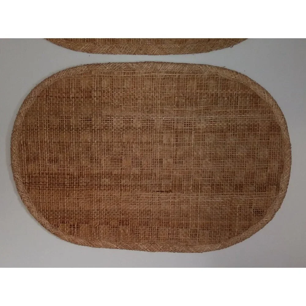 set of 2 PLACEMATS wicker Rattan WOVEN straw NWOT VINTAGE 19”x13” brown tan